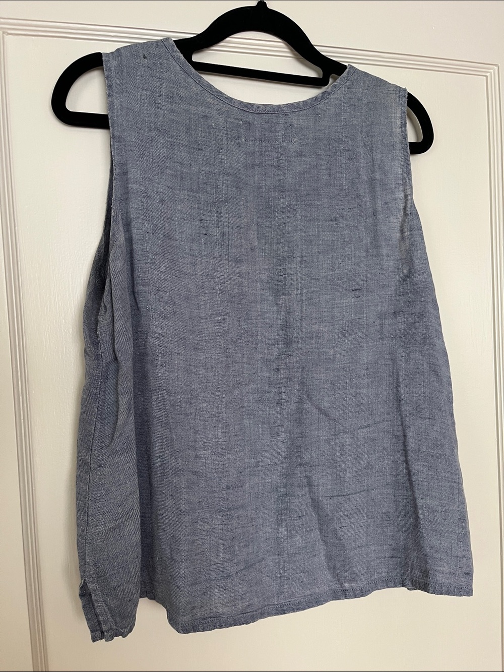 Flax Linen Scoop Neck Tank in Dusty Blue - Picture 4 of 4